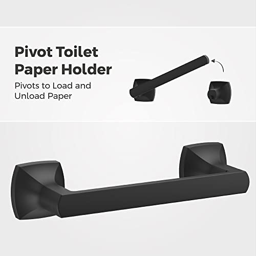 Pfister Vaneri 3-Piece Bathroom Hardware Set with Towel Bar, Towel Ring, and Toilet Paper Holder, Wall-Mounted, Matte Black Finish, BTBVRI3B by Pfister - Image 2