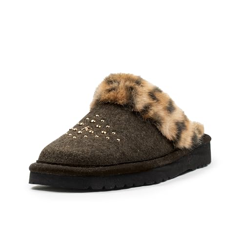 Image of ARIAT Women's Jackie Square Toe Warm Soft Genuine Suede Leather Indoor Outdoor Slippers with Plush Collar