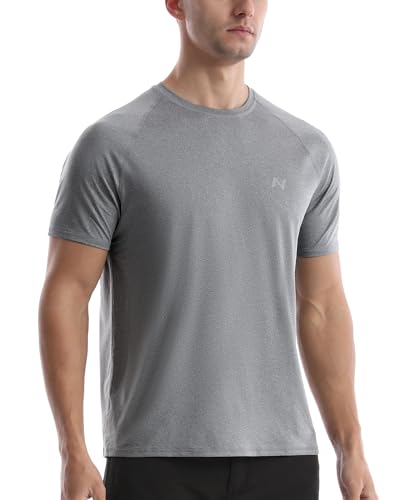 isnowood UPF 50+ Swim Shirts for Men, Sun Protection Short Sleeve Rash Guard Mens Quick Dry Surf Athletic Beach Shirt