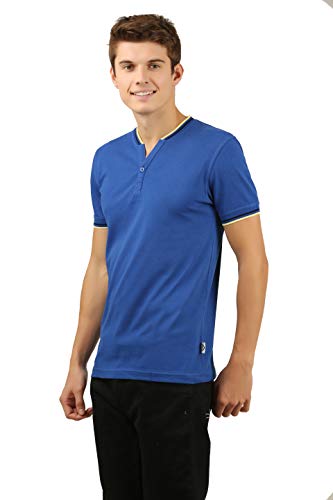 Image of ZEBU Men's Half Sleeve Cotton Henley Neck Tshirt with bio wash (Pack of 1).