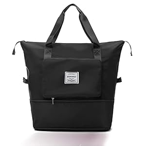 Sac de voyage pliable de grande capacité, léger, imperméable, pliable, pour voyage, séparation, sac de sport, sac de sport, sac à bandoulière, Noir , L