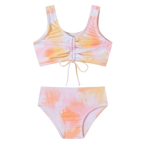 LIZENS Girls' Swimwear Two Piece Tie dye Pattern Beach Bathing Suit for Girls Toddler Cute Kids Swimsuit