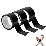 ZMDMAH Bondage Tape 3er Set Schwarz PVC Elektrostatik Fesselband 18m pro Rolle, Klebefrei & Hautfreundlich SM BDSM Zubehör Diskrete Verpackung, Bondage Spielzeug für Paare, Frauen und Männer