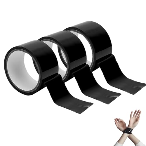 ZMDMAH Bondage Tape 3er Set Schwarz PVC Elektrostatik Fesselband 18m pro Rolle, Klebefrei & Hautfreundlich SM BDSM Zubehör Diskrete Verpackung, Bondage Spielzeug für Paare, Frauen und Männer
