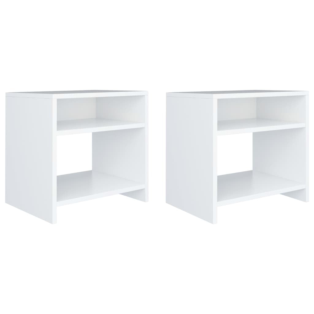 Mesitas de noche 2 unidades de madera blanca 40 x 30 x 40 cm con compartimento abierto y estante, mesitas de noche pequeñas versátiles para dormitorio, prácticas mesas auxiliares para cama y
