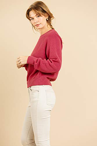 Umgee Long Sleeve Ribbed Knit Pullover Sweater_Red Clay_M #TOP1