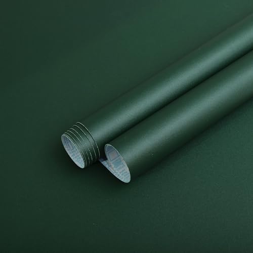Timeet Papel pintado autoadhesivo verde oscuro mate de vinilo para muebles, autoadhesivo, resistente al agua, para muebles, paredes, armarios, DIY 40 x 1000 cm