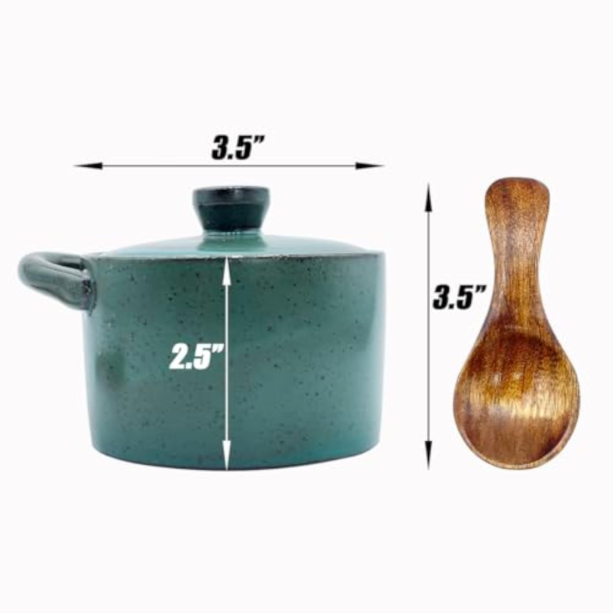 8 oz Ceramic Salt Cellar with Lid & Wooden Spoon