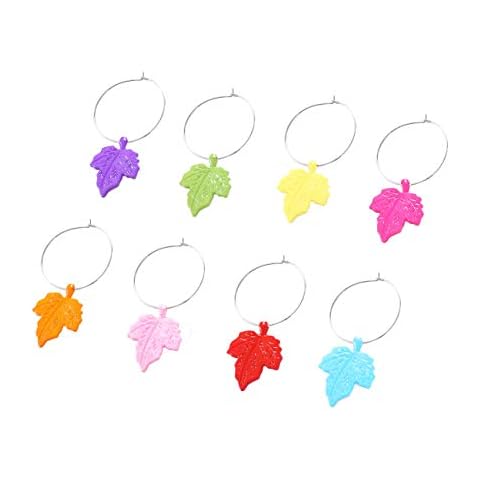 Cute Wine Charms for Stem Glassess, Colorful Maple Leaf Wine Glass Marker Party Favors for Wedding, Holiday, Birthday Dinners and Family Gathering，8 Pcs Cover