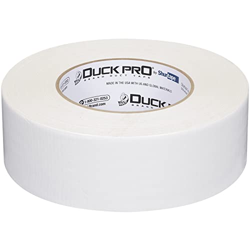 Image of Duck Pro by Shurtape Professional Grade, Industrial Colored Cloth Duct Tape for Industrial Color-Coding, HVAC and Automotive, 48mm x 60yd, 10.0 mil, White, 1 Roll (105482)