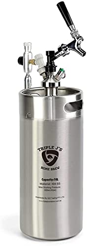Triplej Mini 304 Stainless Steel Keg Craft Beer Dispenser ball lock kit (10L Standard Silver)