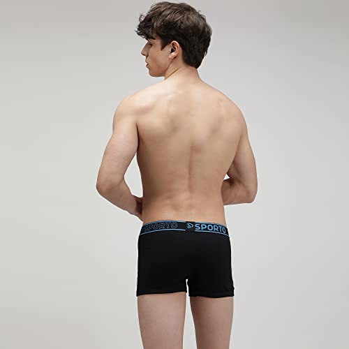 Image of sporto Men's Mid-Rise Super Soft & Comfortable Solid Cotton Square Trunks with No-Fold & No-Pinch Elastic Waistband (Combo Pack)