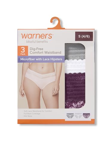 Image of Warner's Women's Blissful Benefits Women's Dig-free Microfiber Lace Hipster 3-pack