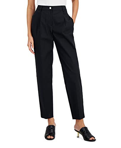 Alfani Women's Petite Pleated Tapered-Leg Pants Black Deep 10P
