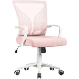 Yaheetech Silla de Oficina con Función de Inclinación, Rosa