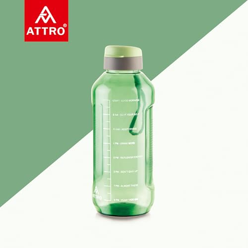 Image of ATTRO Ultra Pro Motivational 1.5-Liter BPA-Free Water Bottle with Leak-Proof Flip-Top Cap, Nylon Strap and Stylish Color for Daily Hydration- Mint Green-Set Of 2