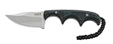 CRKT Minimalist Bowie Neck Knife: Retail Package Compact Fixed Blade Knife, Folts Utility Knife with Bead Blast Blade, Resin Infused Fiber Handle, and Sheath 2387C