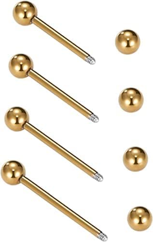 Miniatura 3 de VCMART Nipple Rings Tongue Rings Stainless Steel 14G Straight Barbells Piercing Jewelry 12mm,14mm,16mm,18mm