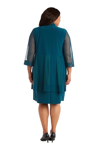 Image of R&M Richards Women's Petite Glitter Trim Jacket Dress