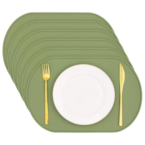 yuuzue Lot de 6 sets de table en silicone résistants à la chaleur pour table de salle à manger, sets de table réutilisables et portables pour enfants et bébés,...