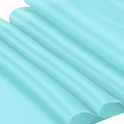 Chemin de table en satin de soie anti-pli turquoise pour table de salle à manger - 6