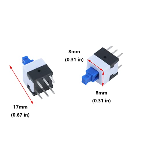 Antrader QXAD19041710 30 Pcs Micro Push Button Switch, 6 Pin Dpdt Self-Locking Power On/Off Latching Switches 8 X 8Mm thumb #1
