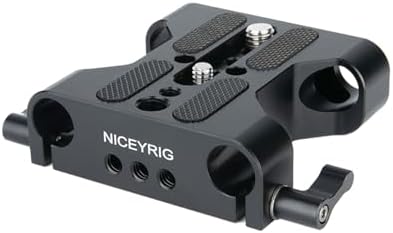 NICEYRIG LWS Baseplate with Dual 15mm Clamp, Universal Support for DSLR Rig | camera rig base, lws mounting plate, 15mm rail bracket, camera support plate, filmmaking rig accessory