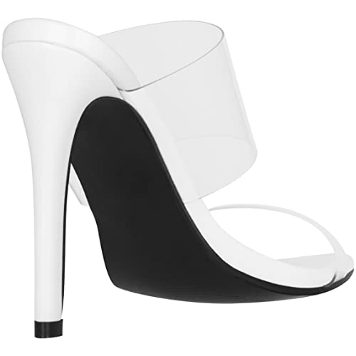 ILLUDE Women’s Clear Pointed Toe Sandals Stiletto Heels Transparent Strap High Heels Slip on Mules3