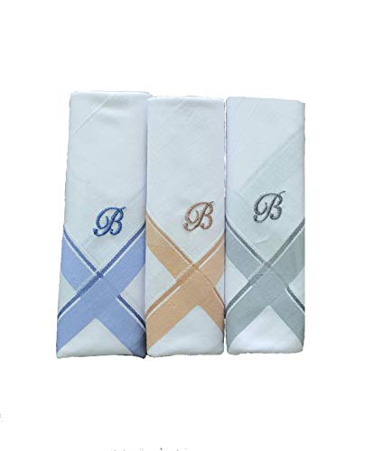 Image of ANTONIA Men's Initial Alphabet Handkerchiefs | Premium Cotton Personalized Hankies with Letter Embroidery (A-Z) | Soft, Absorbent & Reusable | Formal, Wedding & Gift Use | Pack of 6
