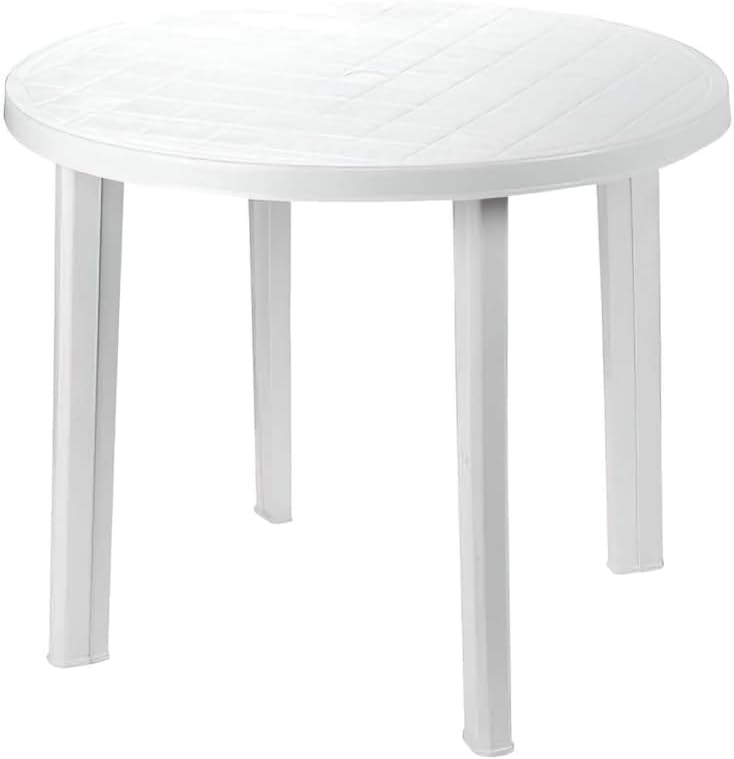 IPAE-Progarden Tondo Round Table, Plastic, White, 90 x 90 x 72 cm