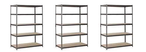 Hardware Outdoor Heavy Duty Garage Shelf Steel Metal Storage 5 Level Adjustable Shelves Unit 72 H x 48 W x 24 Deep Pack of 3