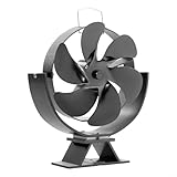 ZMdooreasy Ventilador de chimenea alimentado por calor con ángulo ajustable, funcionamiento silencioso y cuchillas grandes para una distribución eficiente del calor del quemador de madera (seis hojas)