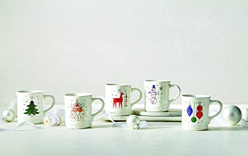 Le Creuset Stoneware Noel Collection: Reindeer Mug, 14 Oz, White W/Applique, 400Ml #TOP3