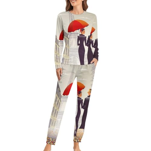 Pyjama femme Paris résout l'inconfort nocturne avec t-shirt manches longues et pantalon