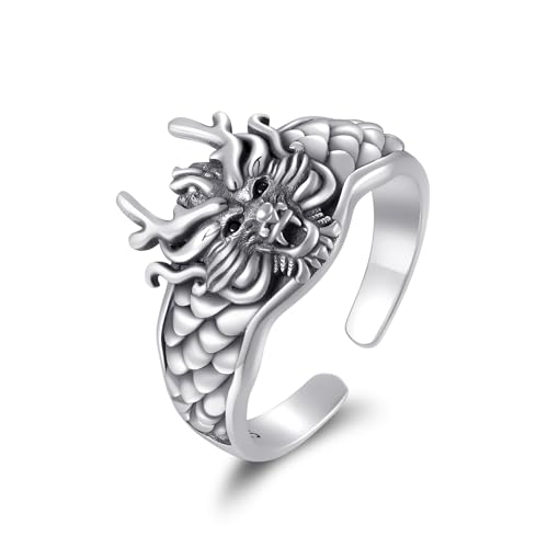 Bague dragon en argent 925, le cadeau réglable idéal pour homme et femme