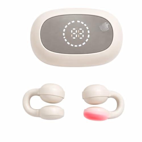 Image of Open Ear Wireless Earbuds with Smart Display Charging Case, Bluetooth Ear Hook Headphones, Touch Control, Long Battery Life (Skin Color)