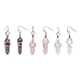 Hithop 3 Pair Double Terminated Wire Wrapped Amethyst, Quartz & Rose Quartz Crystal Pt. Earrings Costume