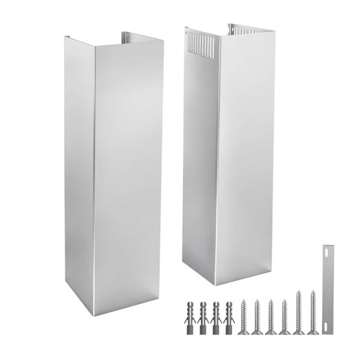 8 1/4" x 6.7" x 63" Chimney Extension For Range Hood, Chimney Extension for Range Hood, 31.5-63" Stainless Steel Chimney Duct Adjustable Cover Ceilin, Extend Ventilation Reach