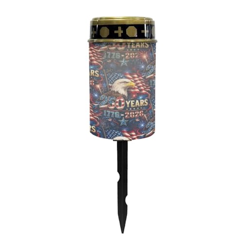 Image of Solar Cemetery Lamp - 1776-2026 Bald Eagle Flag Pattern, Flameless Memorial Candle, Patriotic Holiday Decor for 4th of July, Memorial Day & Veterans Day