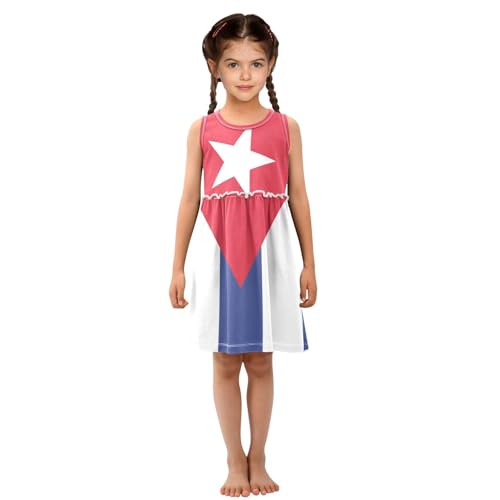 Aflyko Patriot Girls Sleeveless Dress Cuba Flag Adorable Tank Play Sundress 2T-8T3