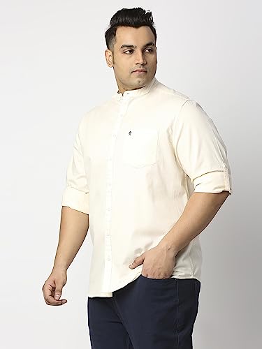 Image of Thomas Scott Mens | Full Sleeve | Solid Plain Color | Regular Fit | Plus Size | 100% Cotton | Mandarin Collar | Casual | Shirt