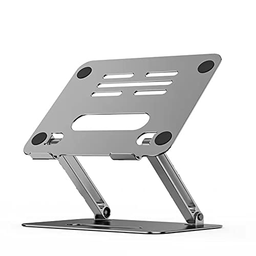 Preisvergleich Produktbild QIMIN Premium Qualität Laptop Ständer Aluminium Höhenverstellbar Laptop Stand Notebookständer and Kompatibel für Laptop (10-15 Zoll) MacBook, Dell, Lenovo, Samsung, Acer Anti Rutsch (Silver)