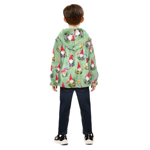 Cute Gnomes Green Boys Zip up Hoodie, Comfy Light Sweatshirt Jacket 3T4