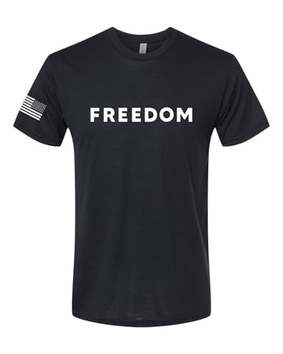 Freedom Shirt – Simple Freedom Text T Shirt for Men & Women Patriotic American Pride USA Flag Mens Premium Tri Blend T-Shirt, True Black, XX-Large