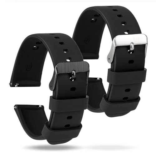 KALIONE 2 Pcs Silicone Watch Bands, Quick Release Soft Rubber Replacement Watch Bands Watch Straps...