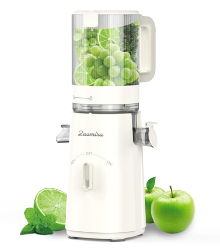 Slow Juicer, Zasmira Spremiagrumi più recente per verdure e frutta con orifizio di carico largo 120 mm, Alte rese di succo per verdure e frutta intere, Facile da pulire