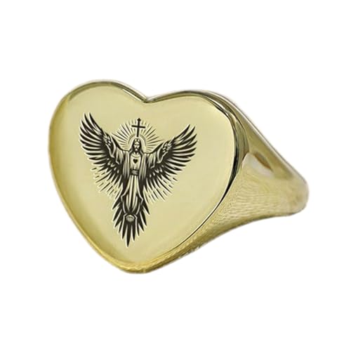 Bague Jésus en argent 925 plaqué or : chevalière vintage fait main de haute joallerie