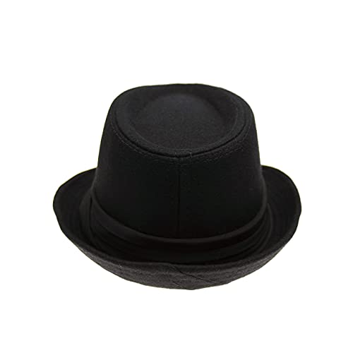 Men Classic Fedora-Hat Felt Manhattan-Gangster-Trilby With Band Unisex Women's Structured Trilby Fedora Hat Black #TOP4