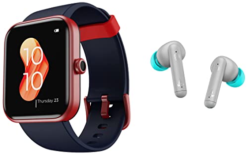 Image of boAt Xtend Smart Watch with Alexa Built-in, 1.69 inch HD Display, Multiple Watch Faces, Stress Monitor & Airdopes 141 True Wireless in Ear Earbuds with mic, 42H Playtime, BeastMode for Gaming, ENx Tech