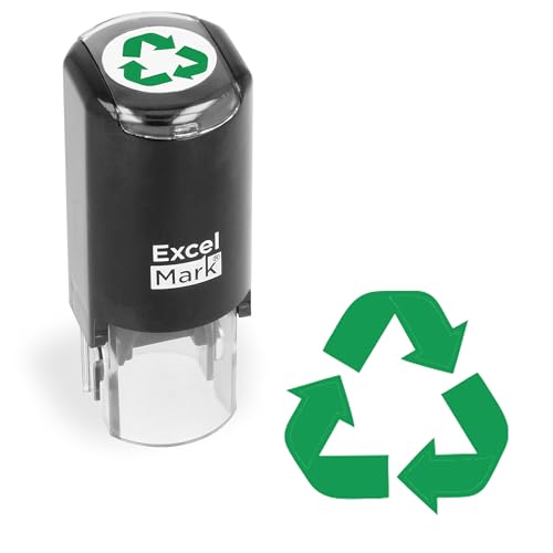 ExcelMark Recycle Symbol - A17 Self Inking Rubber Stamp - Green Ink